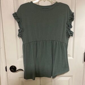 Teal Ruffle Sleeve Top